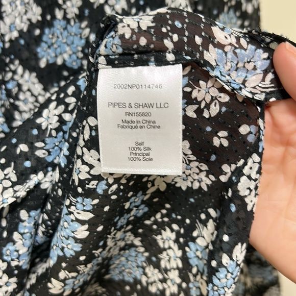 Veronica Beard "Lowell Blouse" Floral Print - SZ 6, Blue and Black - Picture 7 of 11